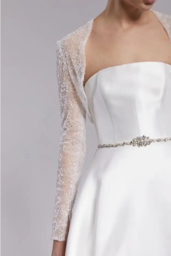 Amsale Small Medallion Belt by AMSALE #0 default Ivory/Crystal thumbnail