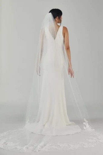 Amsale R271DV - Danielle and Tia Veil with Lace Paillette Border by Nouvelle Amsale #0 default Ivory thumbnail