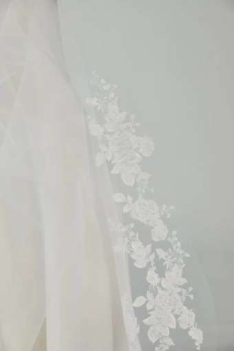 Amsale R271DV - Danielle and Tia Veil with Lace Paillette Border by Nouvelle Amsale #1 default Ivory thumbnail