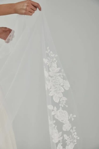 Amsale R271DV - Danielle and Tia Veil with Lace Paillette Border by Nouvelle Amsale #2 Ivory thumbnail