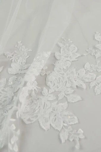 Amsale R271DV - Danielle and Tia Veil with Lace Paillette Border by Nouvelle Amsale #4 Ivory thumbnail