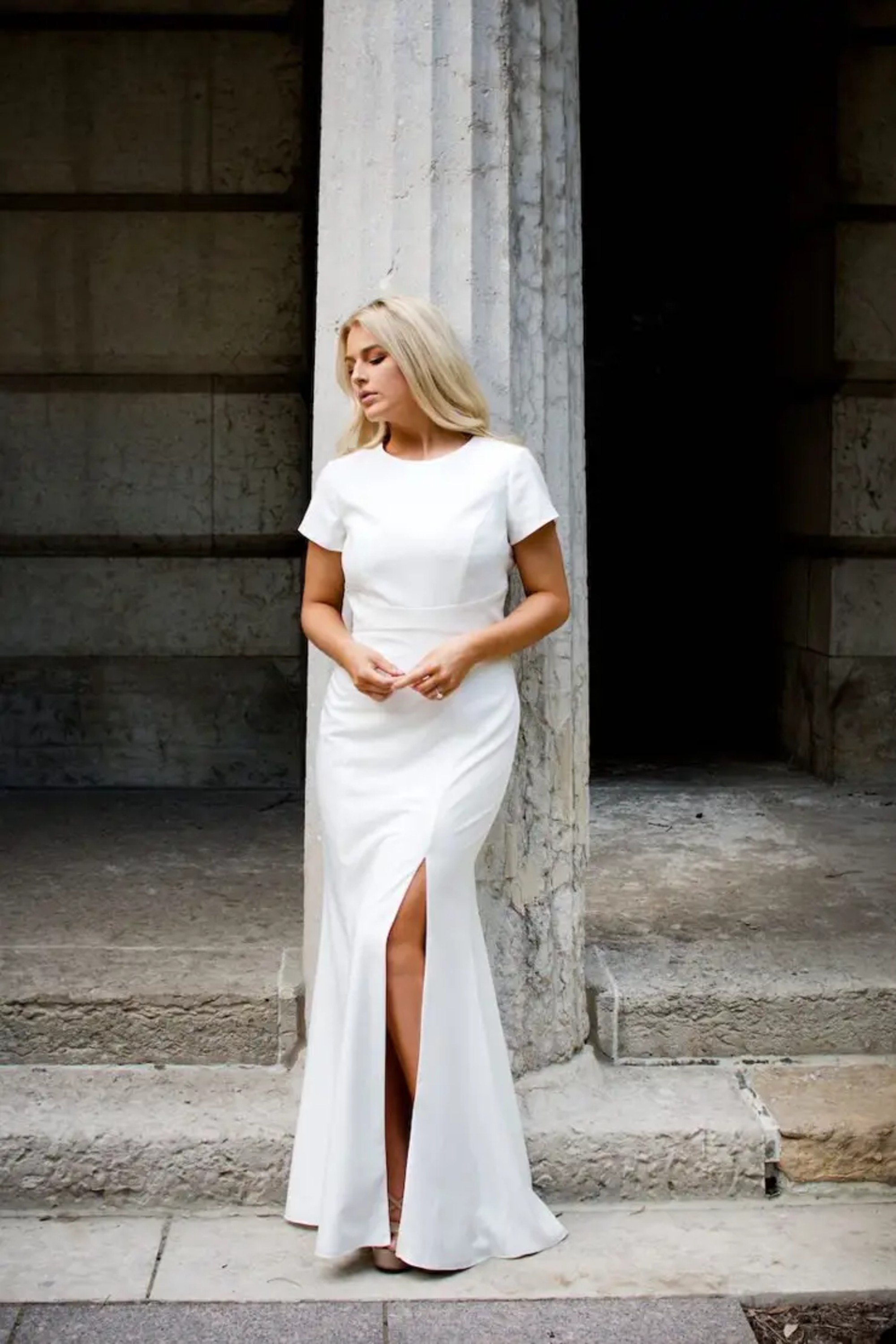 Amsale white cheap dress