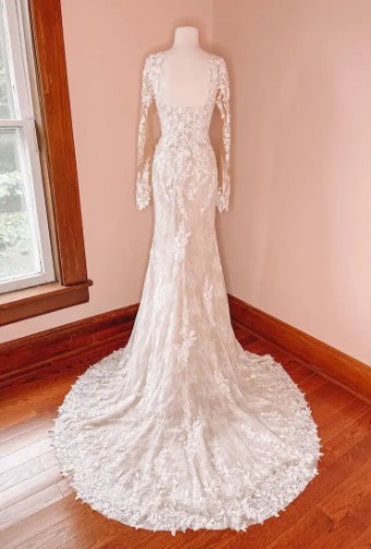 JLM Couture Allison Webb Beaded Applique and Lace Fitted Wedding Dress with Sleeves #1 default Ivory thumbnail