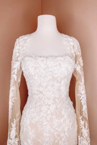 JLM Couture Allison Webb Beaded Applique and Lace Fitted Wedding Dress with Sleeves #2 Ivory thumbnail