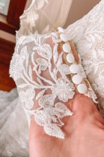 JLM Couture Allison Webb Beaded Applique and Lace Fitted Wedding Dress with Sleeves #4 Ivory thumbnail