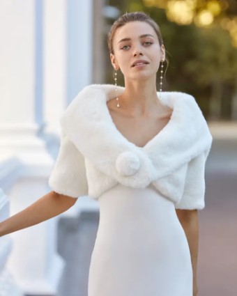 Aire Barcelona Button Faux Fur Bolero #0 default Natural thumbnail
