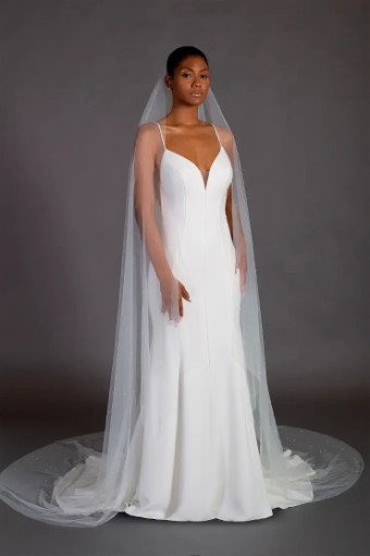 Thanks & Goodluck Scattered Pearl and Crystal Cathedral Length Veil TG1003L110 #0 default Ivory thumbnail