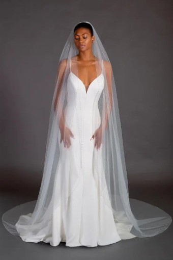 Thanks & Goodluck Pearl Edge Cathedral Length Veil TG1002L110 #0 default Ivory thumbnail