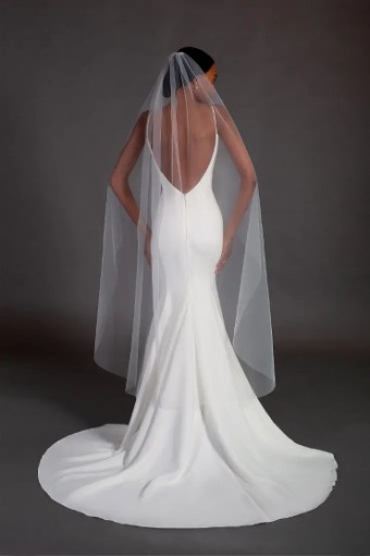 Thanks & Goodluck Soft Tulle Waltz Length Veil with Raw Edge TG1000L060 #1 default Ivory thumbnail