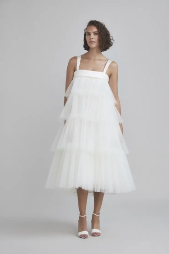 Amsale LW203 - Tiered pleated tulle dress by Amsale Little White Dresses #0 default Ivory thumbnail