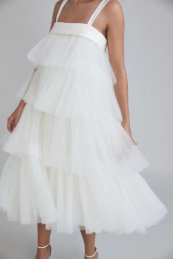 Amsale LW203 - Tiered pleated tulle dress by Amsale Little White Dresses #5 Ivory thumbnail