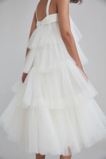 Amsale LW203 - Tiered pleated tulle dress by Amsale Little White Dresses #7 default Ivory thumbnail