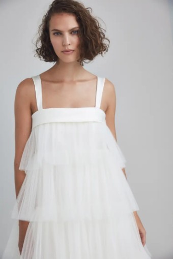 Amsale LW203 - Tiered pleated tulle dress by Amsale Little White Dresses #4 Ivory thumbnail