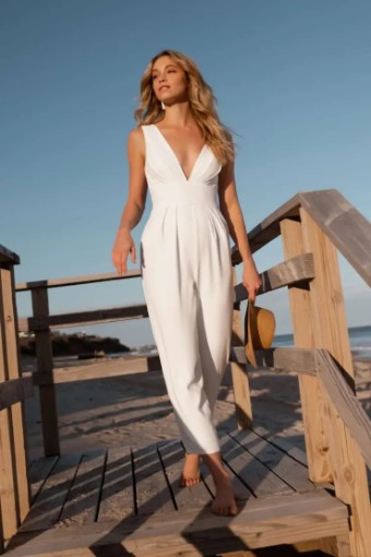 Jenny Yoo Skylar Jumpsuit #0 default Ivory thumbnail