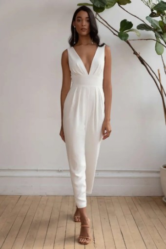 Jenny Yoo Skylar Jumpsuit #1 Ivory thumbnail
