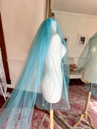 Characters Exclusives Aqua Classic Slim Cathedral Length Veil with blusher #3 default Aqua thumbnail