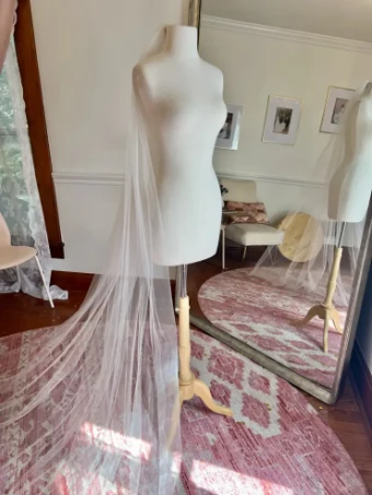 Miscellaneous Classic Cathedral Length Veil #3 Silk White Light Ivory thumbnail