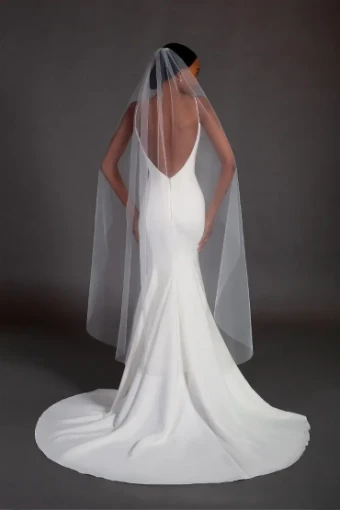 Thanks & Goodluck Soft Tulle Waltz Length Veil with Raw Edge #1 default Ivory thumbnail