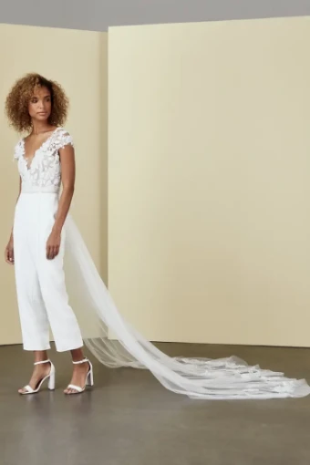 Amsale Eddie Danielle Detachable Train #1 Ivory thumbnail